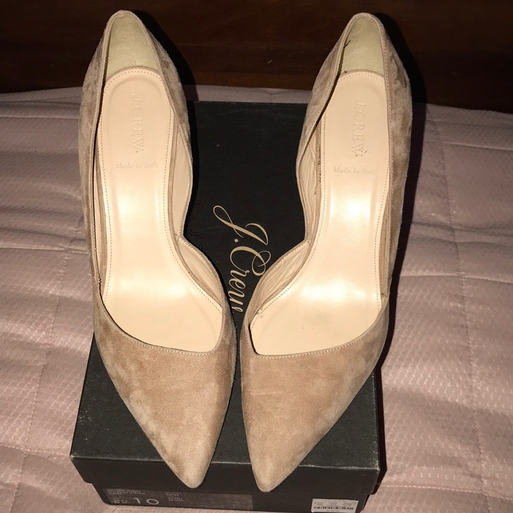 J Crew 3”heel suede shoes.